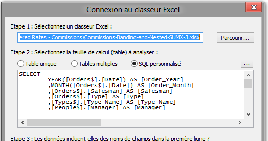 Connection à un fichier Excel en SQL