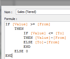 Champ calculé Tableau : Ventes par tranche de taux