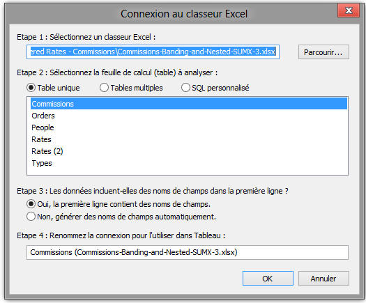 Première connection à Excel